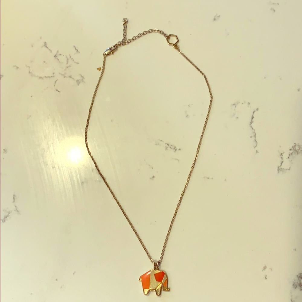 Gold and coral elephant necklace